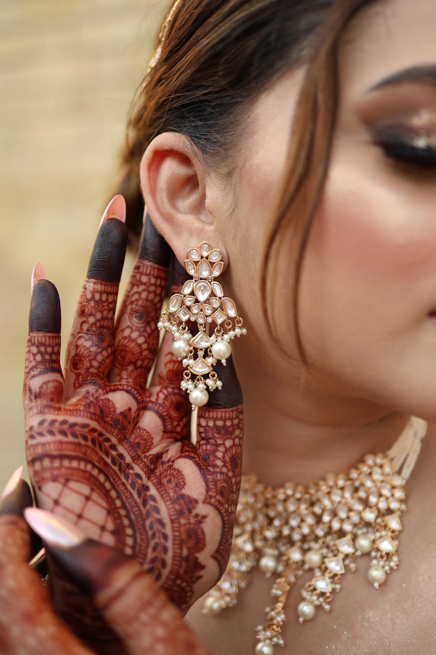 Asian jewellery Indian Jewellery gold kundan necklace set choker set earrings pearl white pearl asian indian wedding jewellery