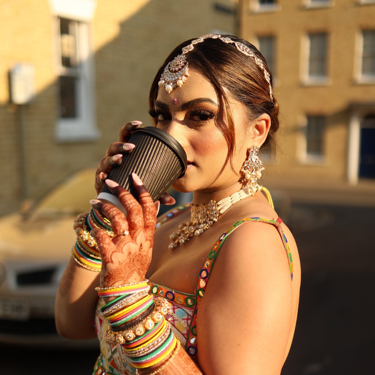 Asian jewellery Indian Jewellery head piece maatha paati bridal indian asian wedding gold kundan pearl white pearl