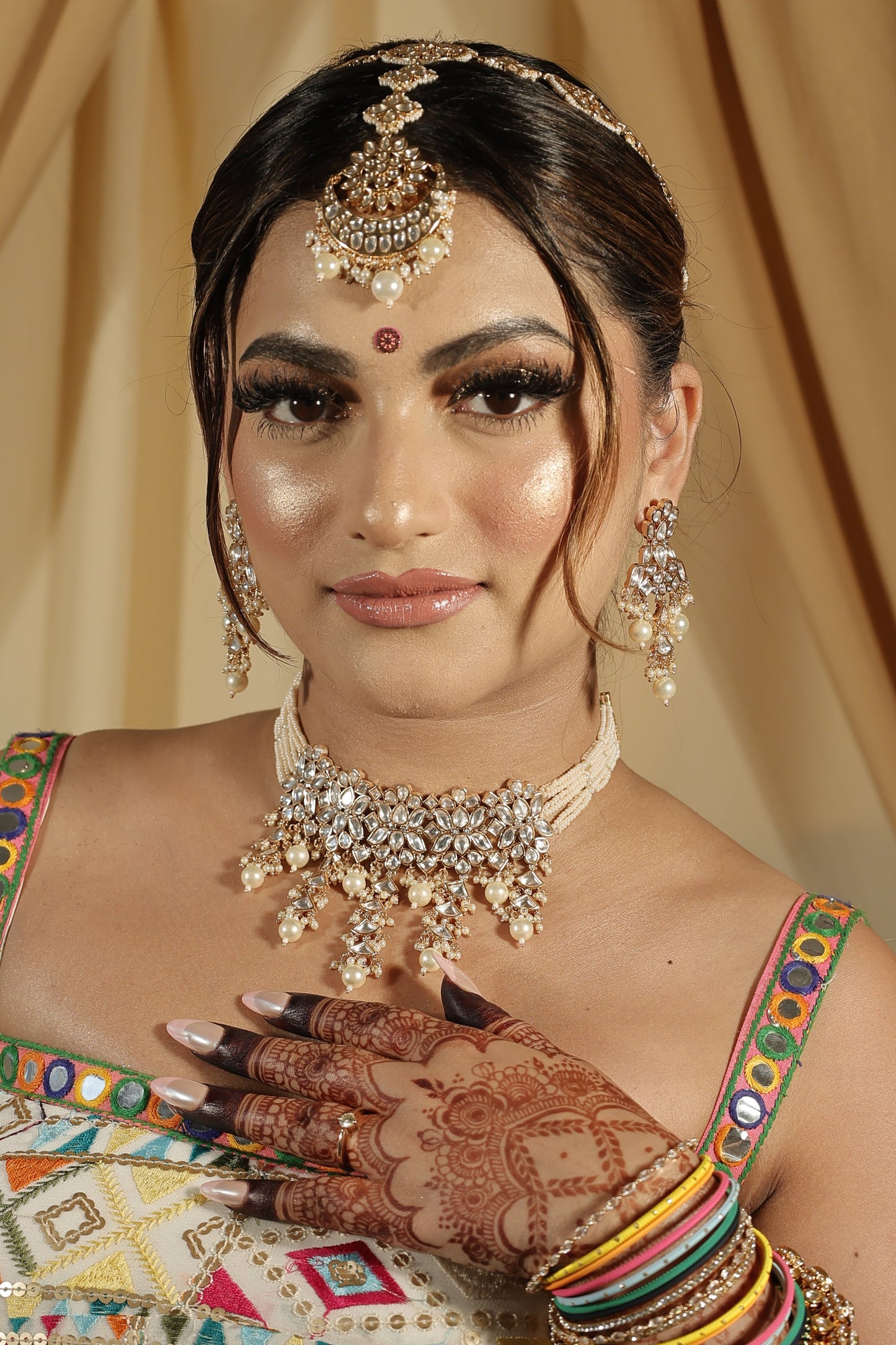 Asian jewellery Indian Jewellery gold kundan necklace set choker set earrings pearl white pearl asian indian wedding jewellery