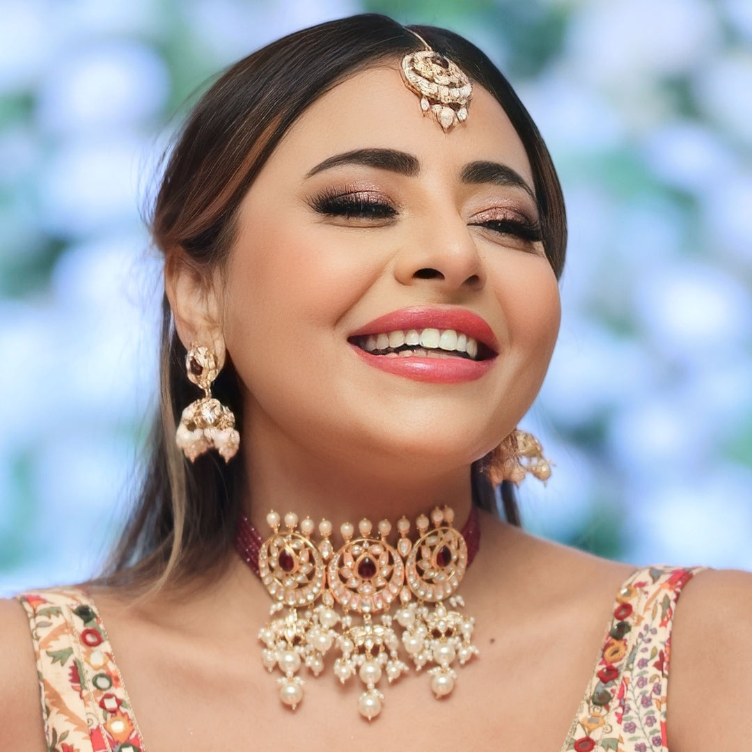 Red Kundan Choker Set