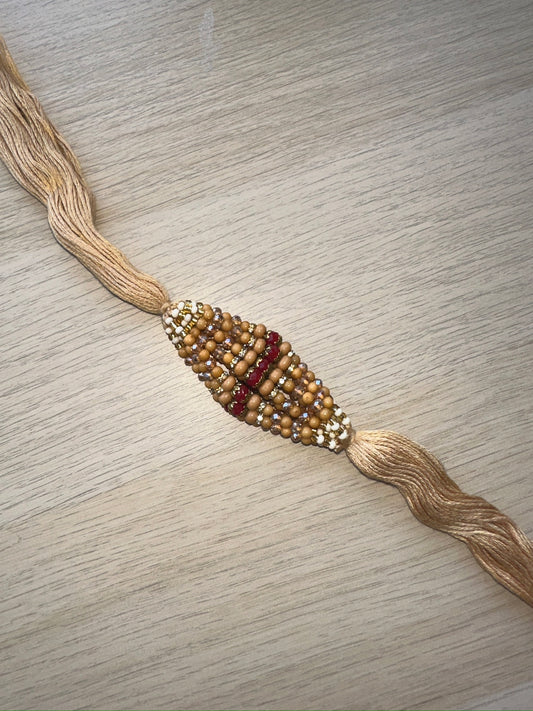 raksha bandan, rakhi, rakhri, red stones, iridescent stones, white stones, nude string